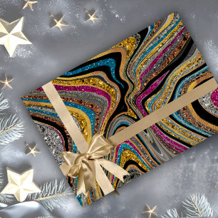Papier Cadeau Chic Sparkle Parties scintillant marbre art bleu r