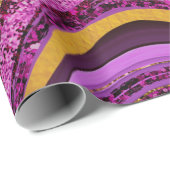 Papier Cadeau Chic Sparkle Parties scintillant marbre art or ros (Coin rond)