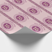 Papier Cadeau Chic Sweet 16 Anniversaire Rose Parties scintillan (Coin)