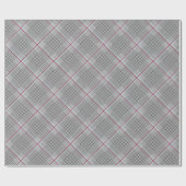 Papier Cadeau Chic Tartan Bourgogne, noir et blanc (Plat)
