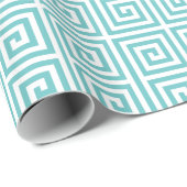 Papier Cadeau Chic turquoise grec clé motif géométrique monogram (Coin rond)