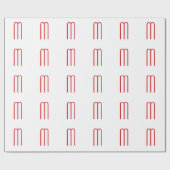 Papier Cadeau Chic Unique Monogramme Rouge Blanc Plaine Simple (Plat)