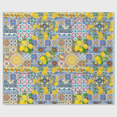 Papier Cadeau Chic Vase Méditerranée carreaux orange (Plat)