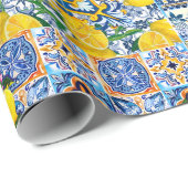 Papier Cadeau Chic Vase Méditerranée carreaux orange (Coin rond)