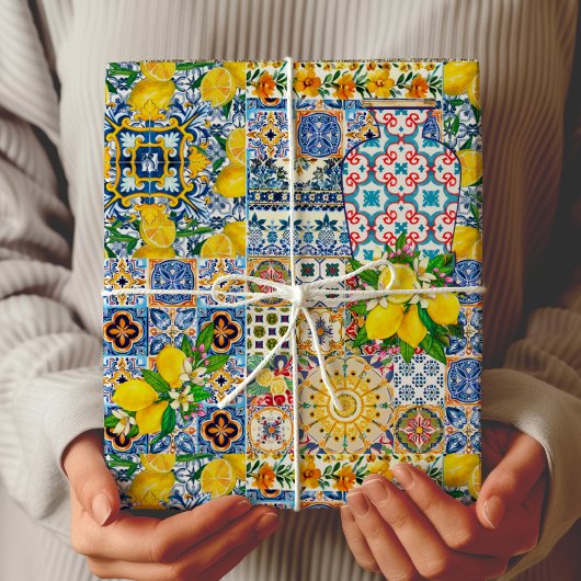 Papier Cadeau Chic Vase Méditerranée carreaux orange