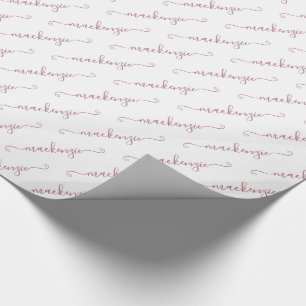 Papier Cadeau Chic White Rose Or manuscrit Nom du script