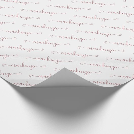 Papier Cadeau Chic White Rose Or manuscrit Nom du script (Coin)
