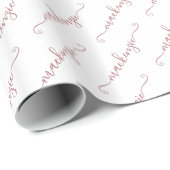 Papier Cadeau Chic White Rose Or manuscrit Nom du script (Coin rond)