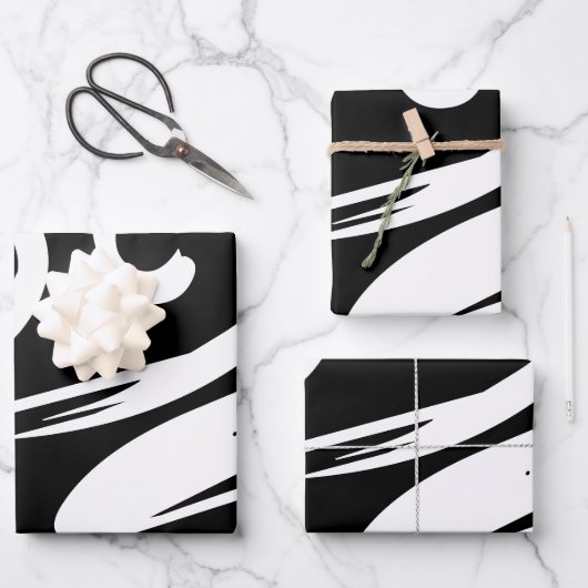 Papier cadeau Chic Zebra noir et blanc (Recto)
