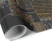 PAPIER CADEAU CHICAGO ART INSTITUTE LIONS MICHIGAN AVE NEON 1930 (Coin rond)