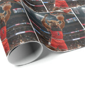 Papier Cadeau Chicago Bull Slam Dunking a Basketball (Coin rond)