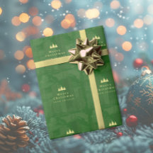 Papier Cadeau Chicago Green Gold Joyeux Noël