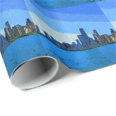 Papier Cadeau Chicago Skyline dans Collage Paint (Coin rond)
