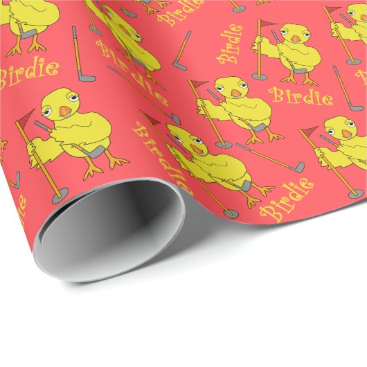 Papier Cadeau Chick de golf de Birdie (Coin rond)