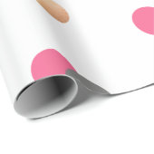 Papier Cadeau chick élégant faux or gris confetti rose points (Coin rond)