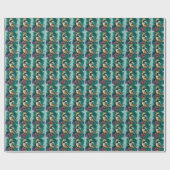 Papier Cadeau Chickadee Abstrait - Turquoise (Plat)