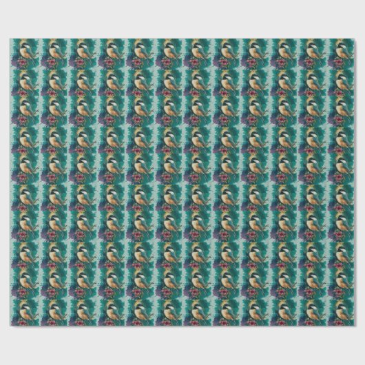 Papier Cadeau Chickadee Abstrait - Turquoise (Plat)