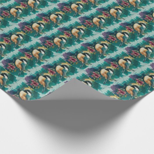 Papier Cadeau Chickadee Abstrait - Turquoise (Coin)