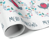 Papier Cadeau Chickadee Bird Christmas (Coin rond)