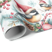 Papier Cadeau Chickadee de Noël (Coin rond)