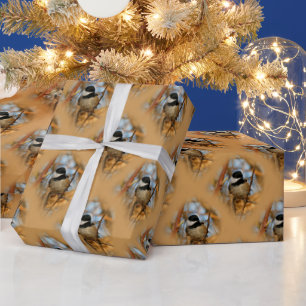 Papier Cadeau Chickadee Songbird, Joli Espérant