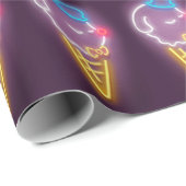 Papier Cadeau Chien à crème glacée de néon (Coin rond)