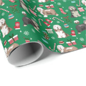 Papier Cadeau Chien à manteaux mixtes de Collie à poils noël (Coin rond)