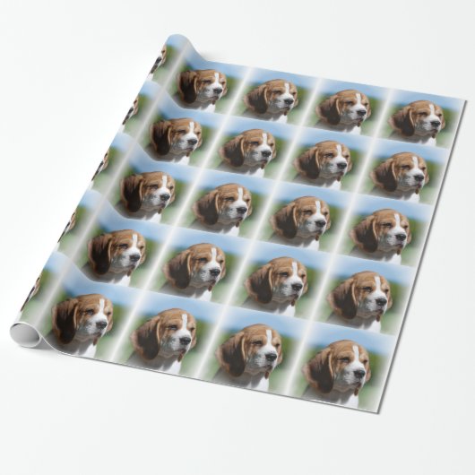 Papier Cadeau Chien adorable de beagle (Déroulé)