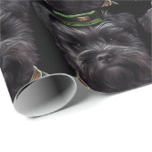 Papier Cadeau Chien Affenpinscher en Robe de la Saint Patrick (Coin rond)