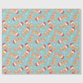 Papier Cadeau Chien avec le Père Noël (Plat)