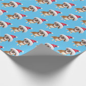 Papier Cadeau Chien avec un grand chapeau de Père Noël (Coin)