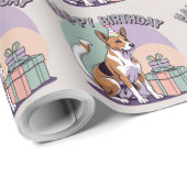 Papier Cadeau Chien Basenji coloré (Coin rond)