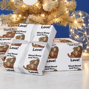 Papier Cadeau Chien bâtard Race mixte Amour pur Fête d'anniversa