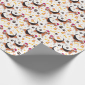 Papier Cadeau Chien beagle avec chapeau de Noël Papier d'envelop (Coin)