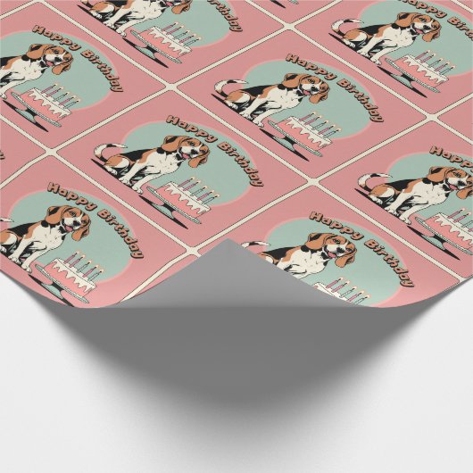 Papier Cadeau Chien beagle coloré (Coin)