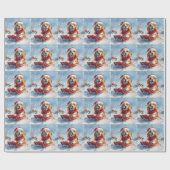 Papier Cadeau Chien beagle dans la boue Laisser il neige Noël (Plat)