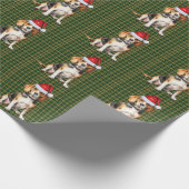 Papier Cadeau Chien beagle et Noël vert (Coin)