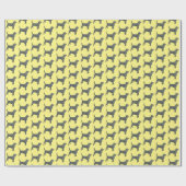 Papier Cadeau Chien beagle Jaune & Grille Noire Ligne Jaune (Plat)