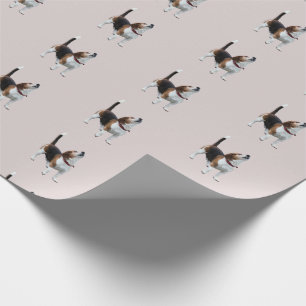 Papier Cadeau Chien Beagle mignon hurlant   