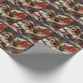 Papier Cadeau Chien Beagle Noël Festif (Coin)