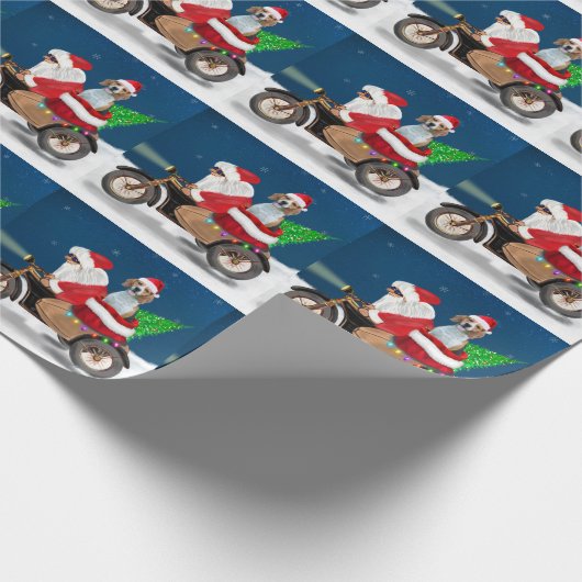 Papier Cadeau Chien beagle Noël Père Noël (Coin)