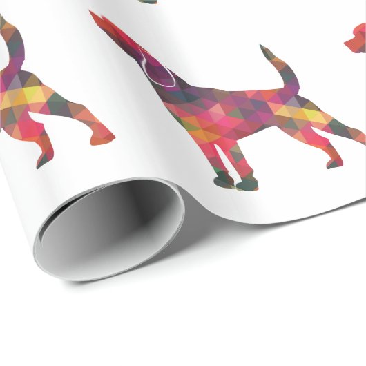 Papier Cadeau Chien beagle race Geo Silhouette Multi (Coin rond)
