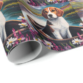 Papier Cadeau Chien beagle sur une pagaie : une aventure Pittore (Coin rond)
