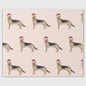 Papier Cadeau Chien berger allemand Noël Chapeau de Noël (Plat)