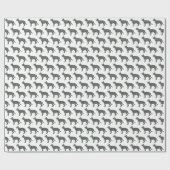 Papier Cadeau Chien berger allemand Silhouette Y&B Grille Blanc  (Plat)