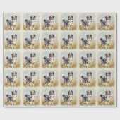 Papier Cadeau Chien Berger Australien Merle Queue Longue (Plat)