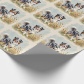Papier Cadeau Chien Berger Australien Merle Queue Longue (Coin)