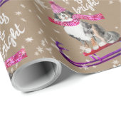 Papier Cadeau Chien bernois Kraft Rustique dormant autour de Noë (Coin rond)