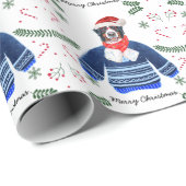 Papier Cadeau Chien bernois portant un pull de Noël Festival (Coin rond)