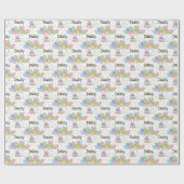 Papier Cadeau Chien blanc Aussiedoodé fête d'anniversaire (Plat)